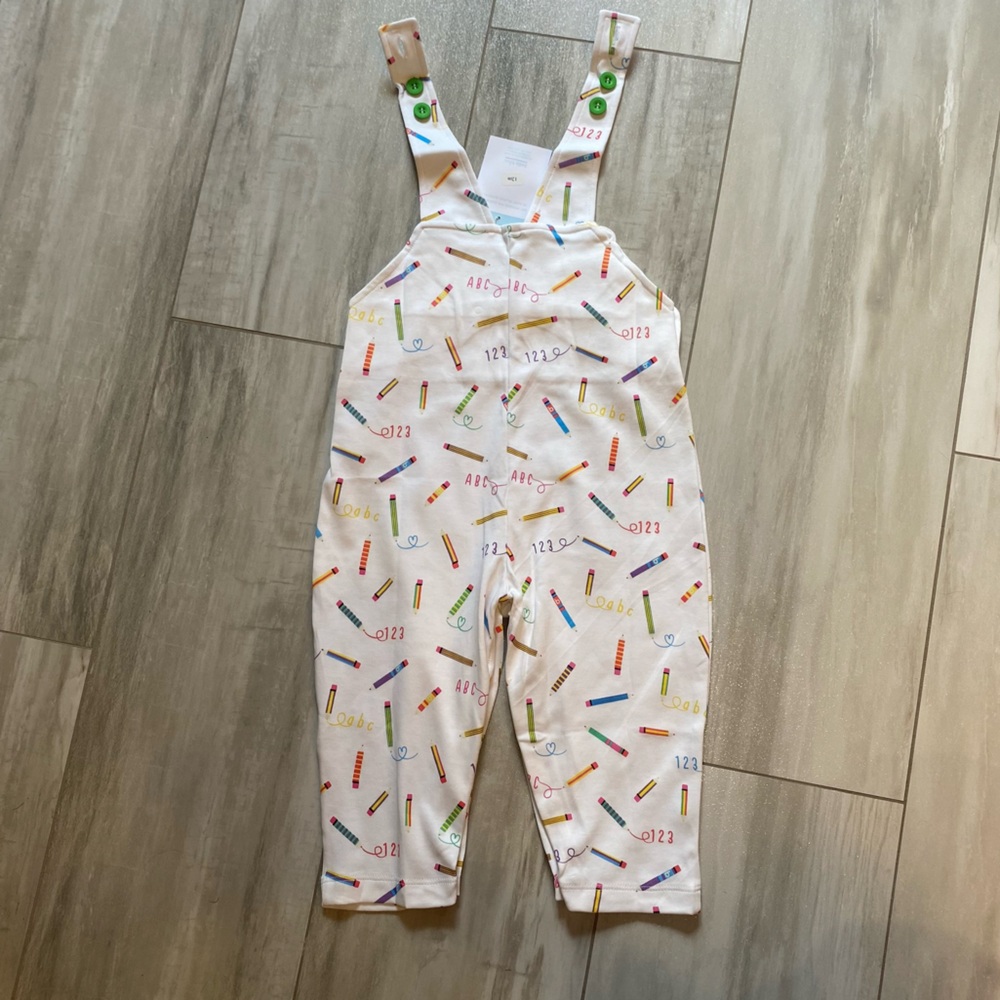 NWT Bella Bliss Pima Back to School Cotton Overalls with Colorful Pencils, 12M - Picture 8 of 10